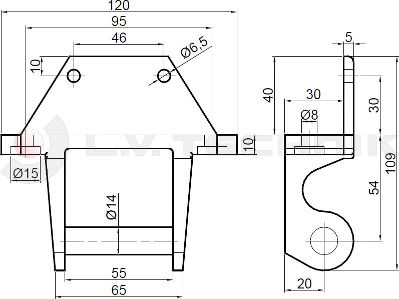 Tipper hinge 30mm