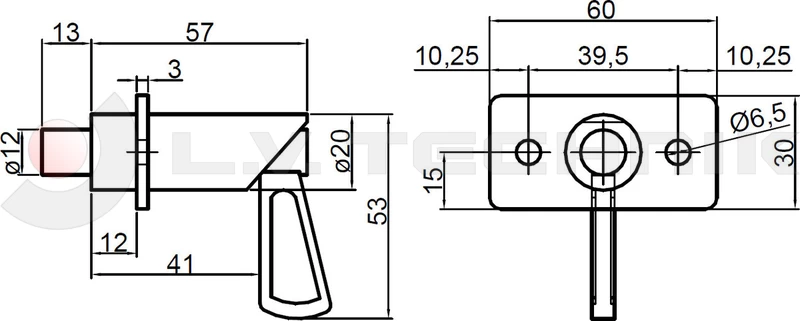 Lock handle 12mm