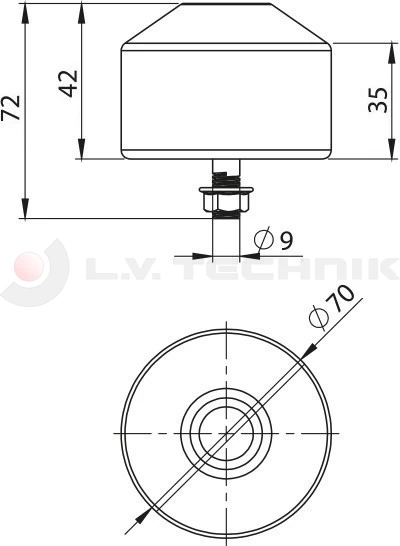 Rubber buffer round 70x42