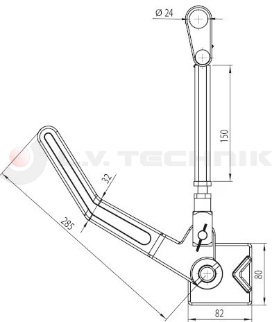 Over-center tipper lock with 24mm right