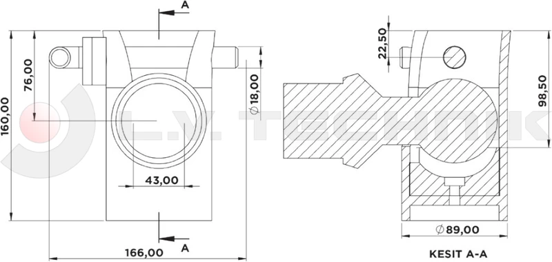 Tipper ball horizontal socket 76mm 24t left