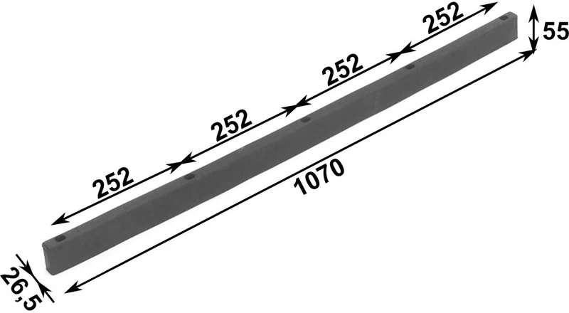 Ütköző gumi 1070 x 26 x 55 Schmitz 5 furat