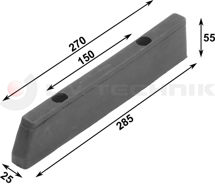 Rubber buffer 285x25x55 2 holes