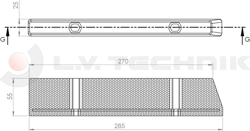 Rubber buffer 285x25x55 2 holes