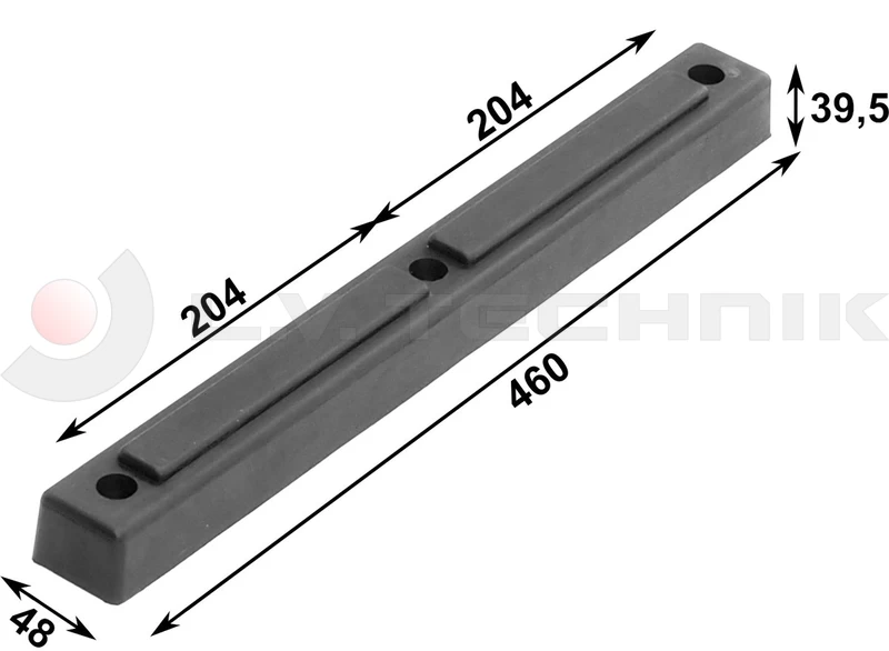 Ütközőgumi 460x48x39,5 3 furatos