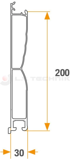 Alu 200 alsó M30R 30mm elox vágott 