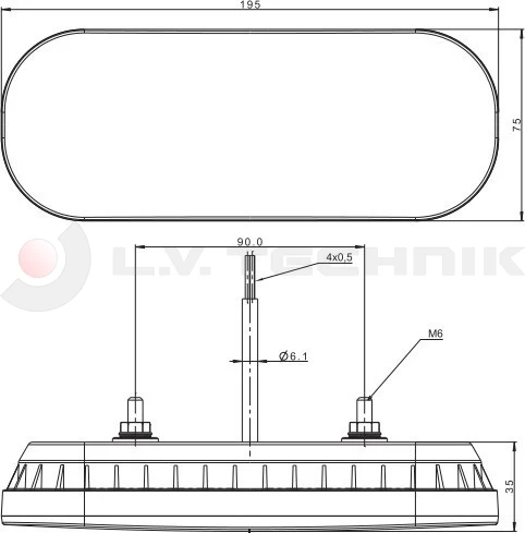 Universal LED rear lamp 3-functional