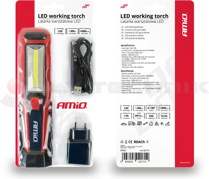 Munkalámpa LED 3W 1800mAh akkumulátoros