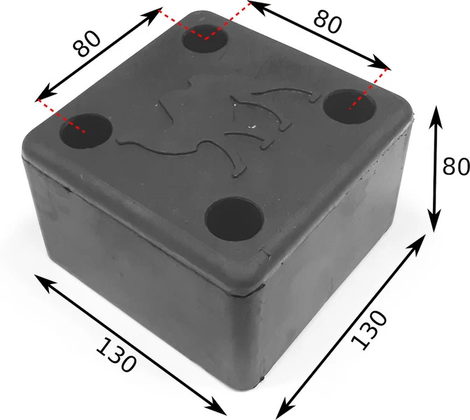 Ütköző gumi 130 x 130 x 80 Wielton 4 furat