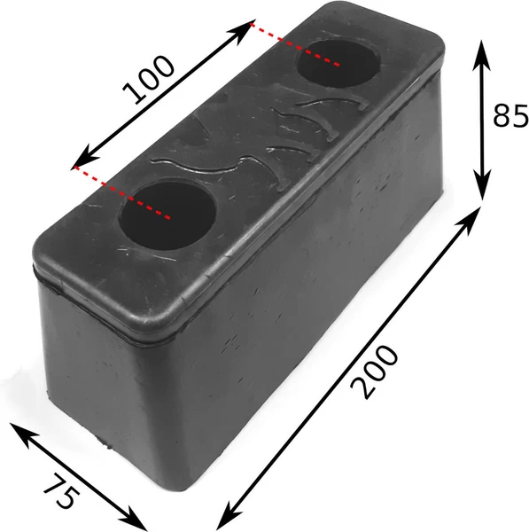 Ütköző gumi 200 x 75 x 85 Wielton 2 furat