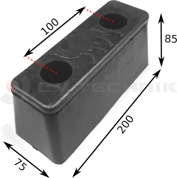 Rubber buffer 200x75x85 2 holes