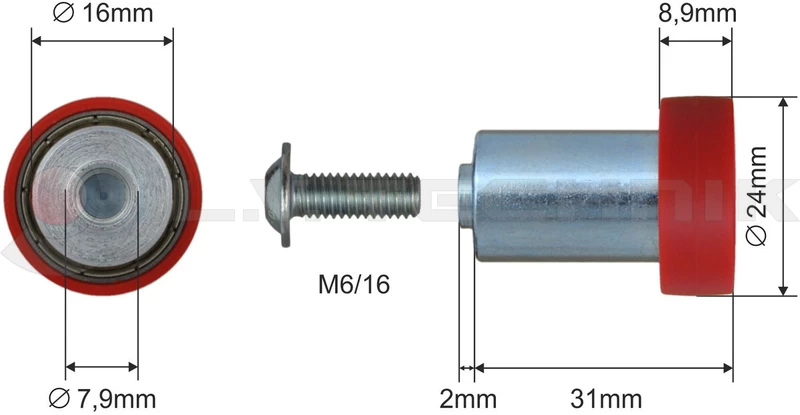 Görgő 24mm 33mm magas