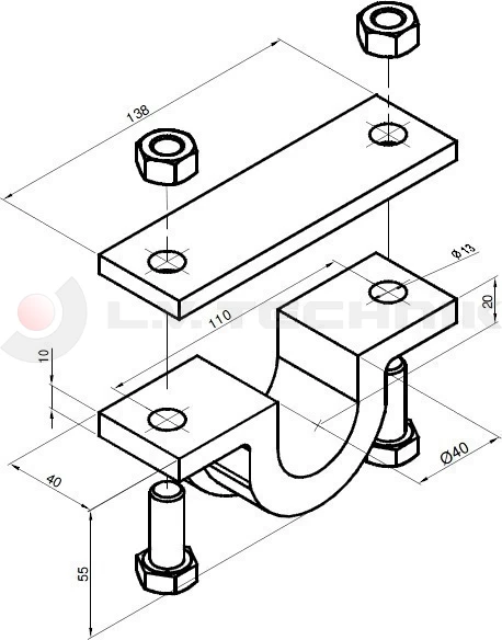 Bracket 40mm for cylinder