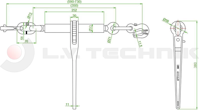 Load binder with hooks 8mm