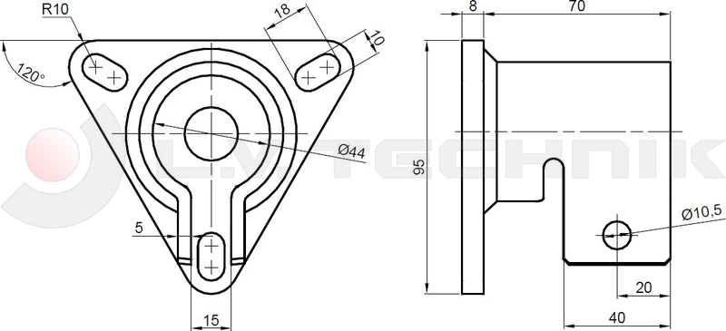 Mudguard support tube bracket 42mm