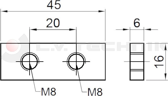 Steel sheet 20mm 45x16x6