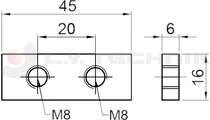 Steel sheet 20mm 45x16x6