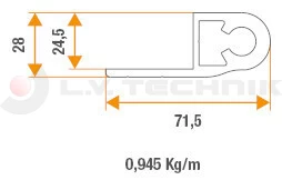 Aluminium hinge kit 2600-2700mm