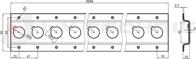 Horizontal lashing rail track