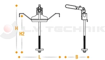 Pótkeréktartóhoz kerékrögzítő excenteres 255mm