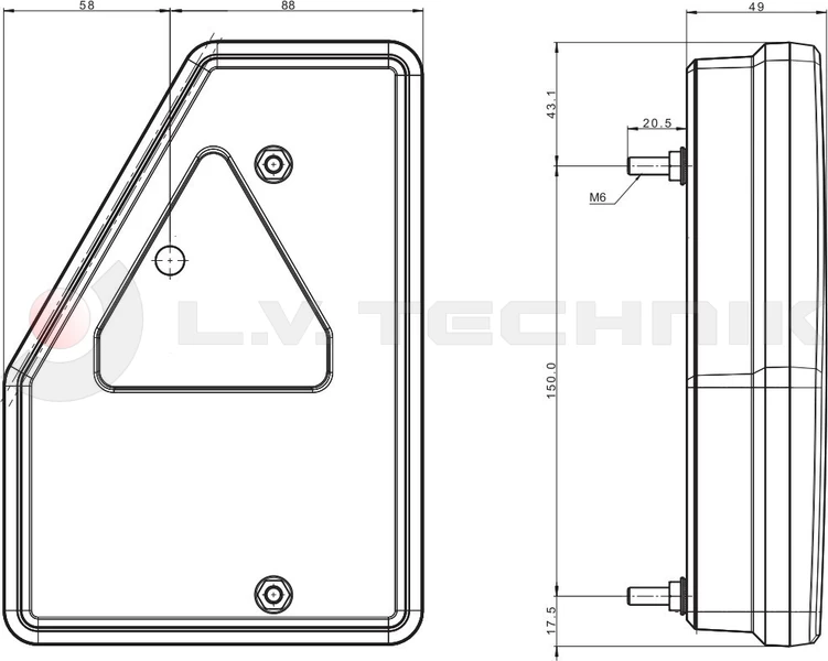 Universal LED rear lamp 12V right