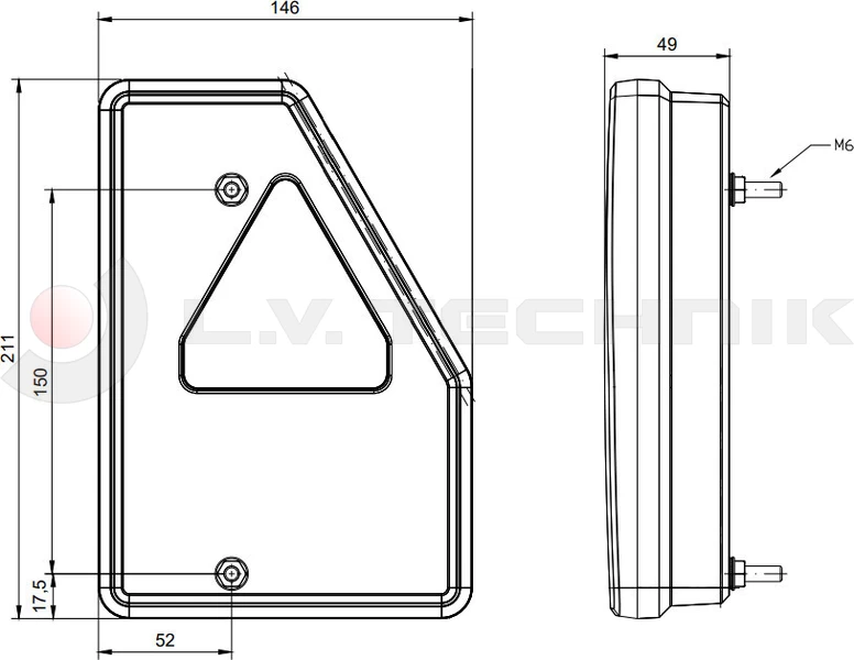 Universal LED rear lamp 12V right