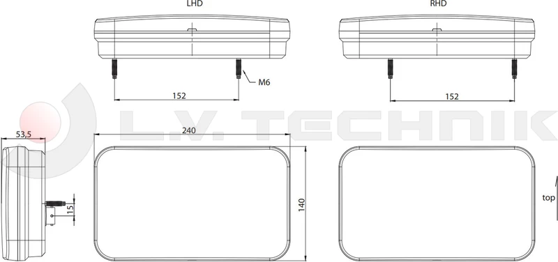 Hátsó lámpa LED FT370 6 funkciós FRISTOM bal