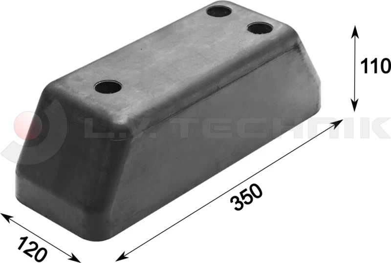 Rubber buffer 350x120x110 3 holes