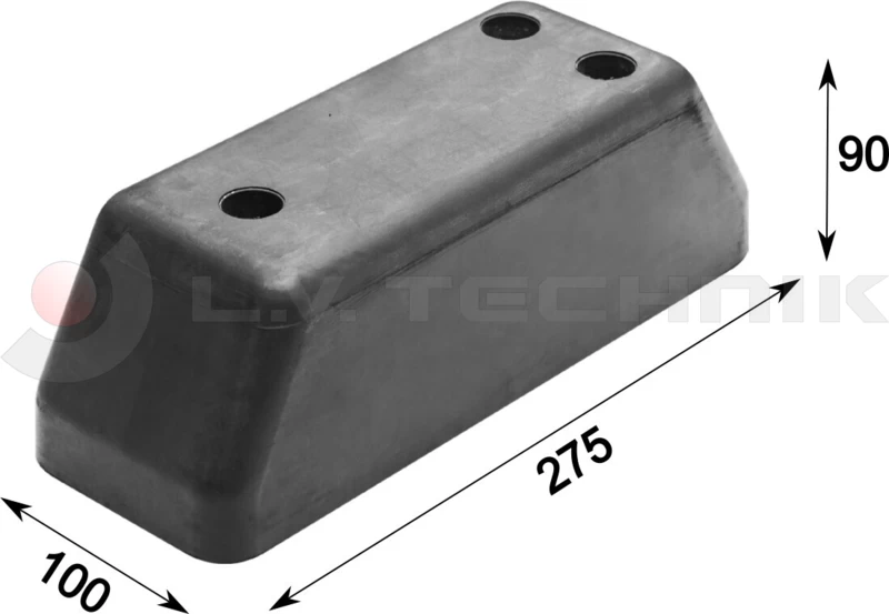 Rubber buffer 275x100x90 3 holes