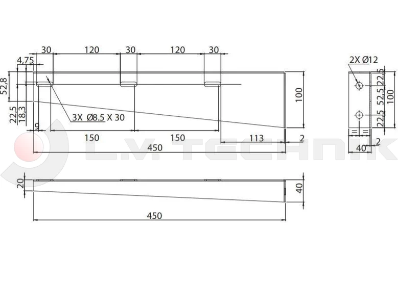 Fire extinguisher suspension HORIZONTAL SLIDEN