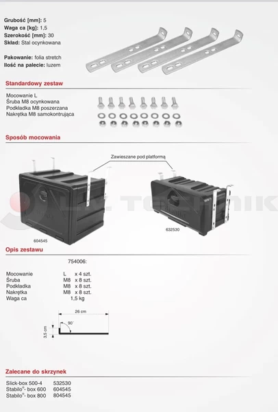 Toolbox bracket set Stabilo vertical