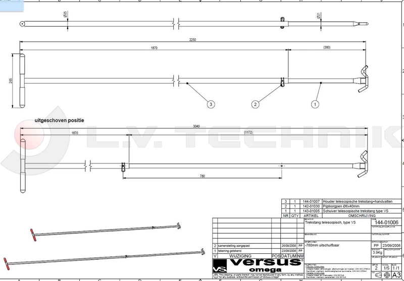 Tarpaulin pulling rod 2400mm