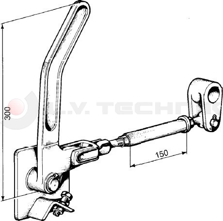 Over-center tipper lock 300mm right