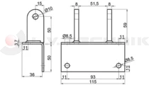 Rear door bracket for 4 holes hinge